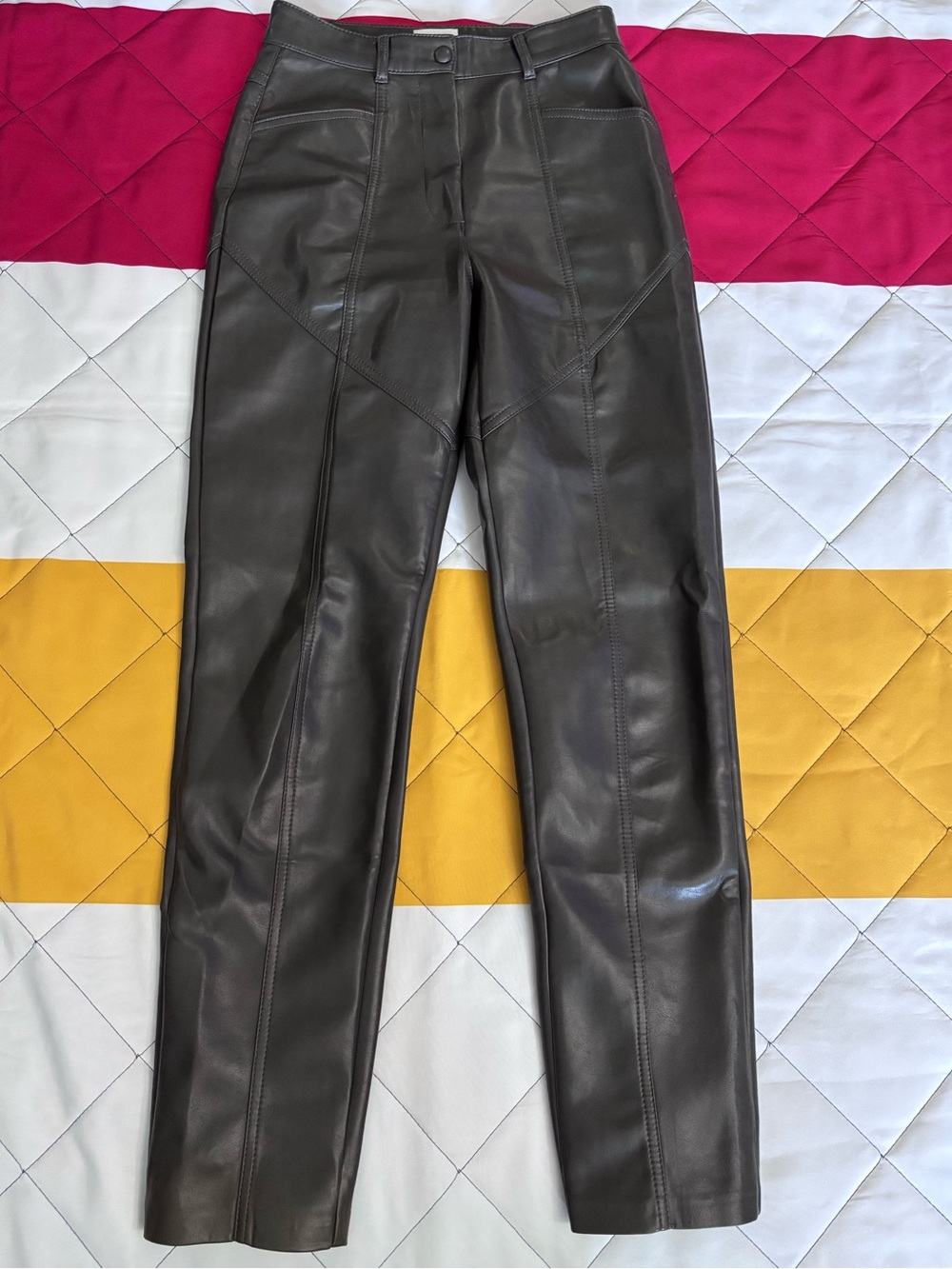 2/$25 Aritzia Wilfred Rebel Leather Pants - Olive / Army Green - Size O